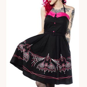 Spooksville Batty Pinstripe Halter Dress